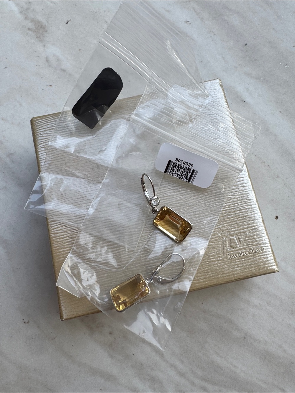 JTV Yellow Rectangular Gem Drop Earrings